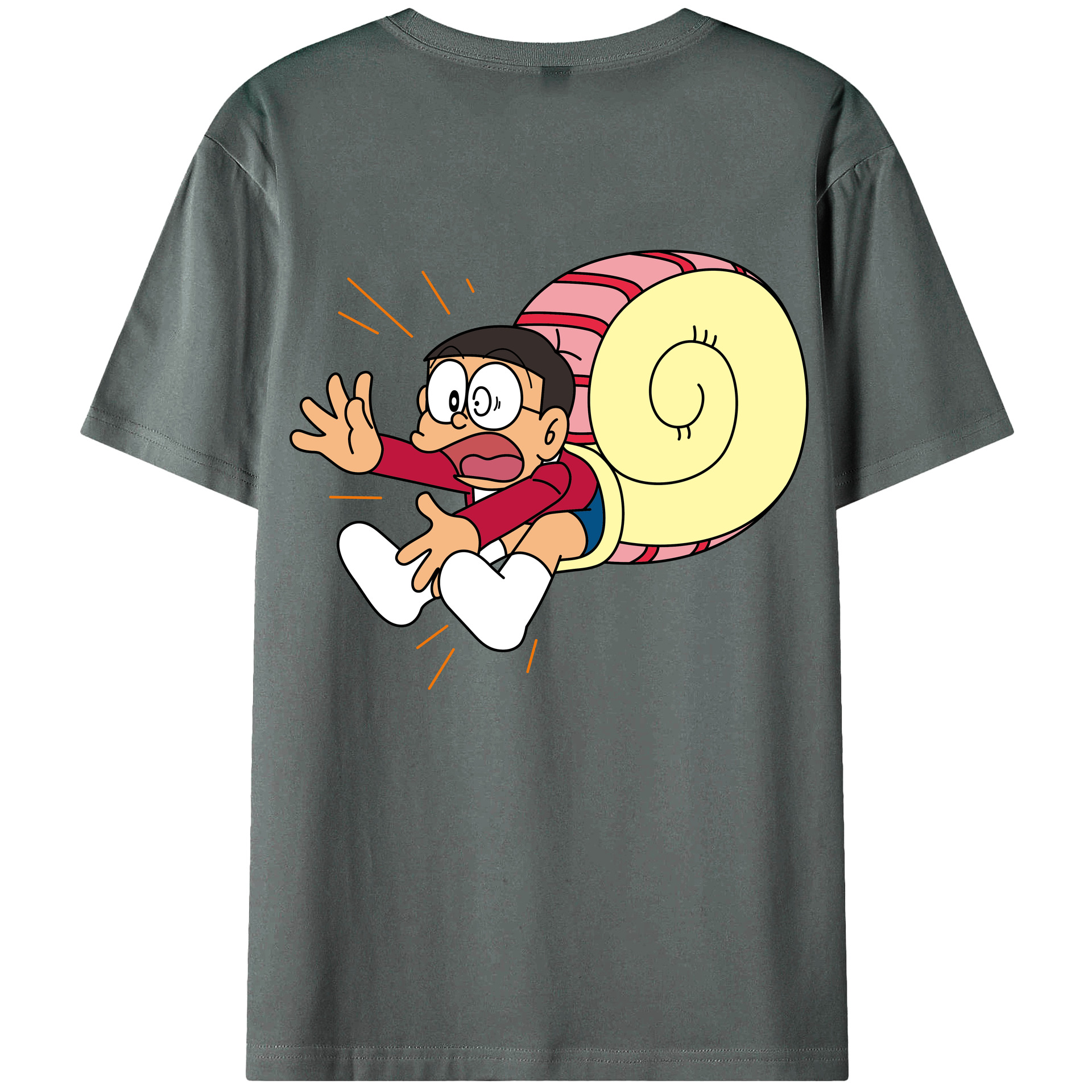 （画像用） ドラえもん 野比 のび太 Doraemon Nobita Nobi 綿100％ メンズ半袖Tシャツ（バックプリント） 通気性